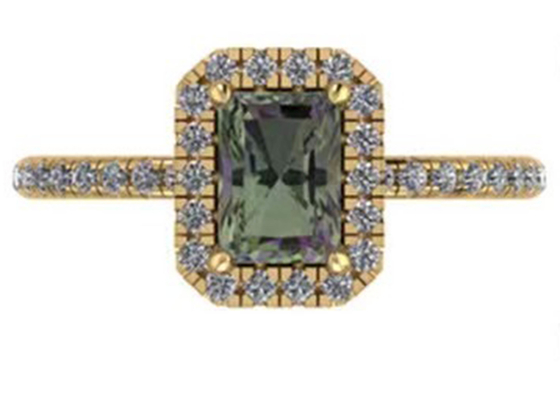 OV6X8mm 14K 순금 보석, 장방형 1.3 캐럿 다이아몬드 약혼 반지