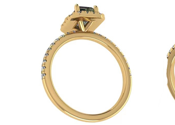 OV6X8mm 14K 순금 보석, 장방형 1.3 캐럿 다이아몬드 약혼 반지