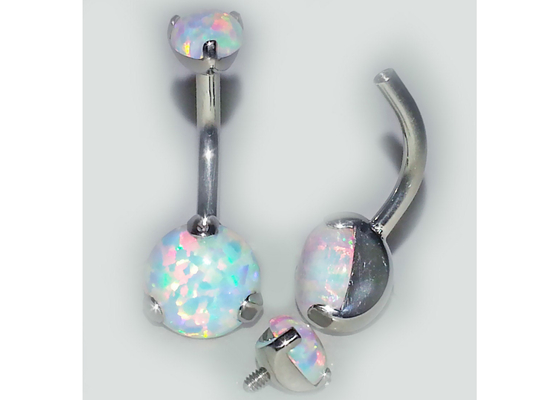 25mm 길이 18k 금 코 장식 못, 백색 전나무 단백석으로 꿰뚫는 OEM 코 반지