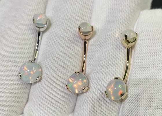 25mm 길이 18k 금 코 장식 못, 백색 전나무 단백석으로 꿰뚫는 OEM 코 반지