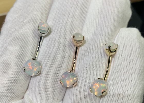 25mm 길이 18k 금 코 장식 못, 백색 전나무 단백석으로 꿰뚫는 OEM 코 반지