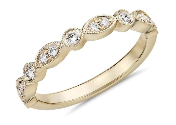9K 0.13ct 금 및 다이아몬드 스태킹 링 1.5MM witdth 라운드 컷 ODM