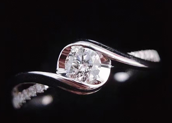 라운드 컷 0.46ct 진짜 다이아몬드 보석 반지 14K 화이트 골드 소재 ODM