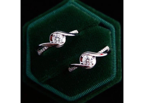 라운드 컷 0.46ct 진짜 다이아몬드 보석 반지 14K 화이트 골드 소재 ODM