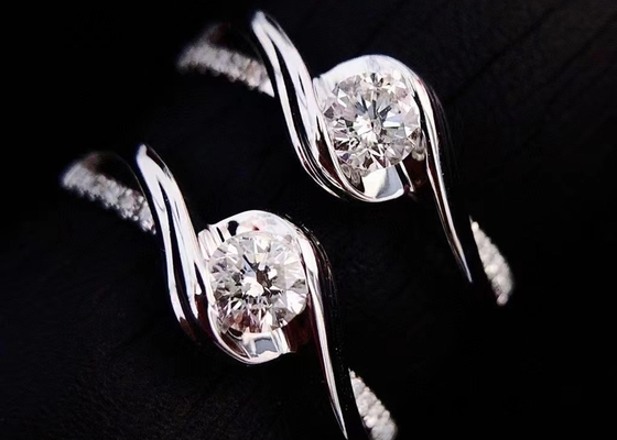 라운드 컷 0.46ct 진짜 다이아몬드 보석 반지 14K 화이트 골드 소재 ODM