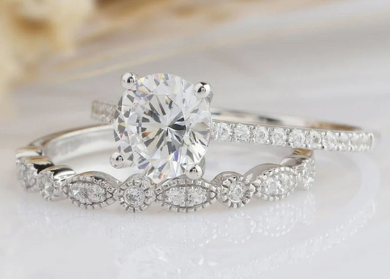 18K 화이트 골드 다이아몬드 약혼 결혼 반지 1.25CT 6.5mm ODM