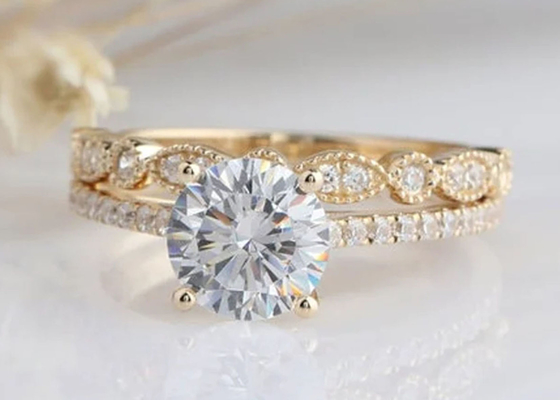 18K 화이트 골드 다이아몬드 약혼 결혼 반지 1.25CT 6.5mm ODM