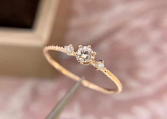 클로 조정 14k 금 다이아몬드 반지, 선물을 위한 0.1 Ct 다이아몬드 반지