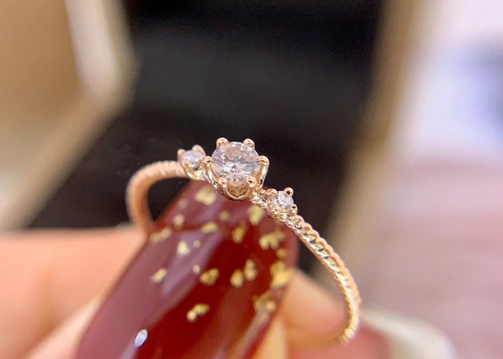 클로 조정 14k 금 다이아몬드 반지, 선물을 위한 0.1 Ct 다이아몬드 반지