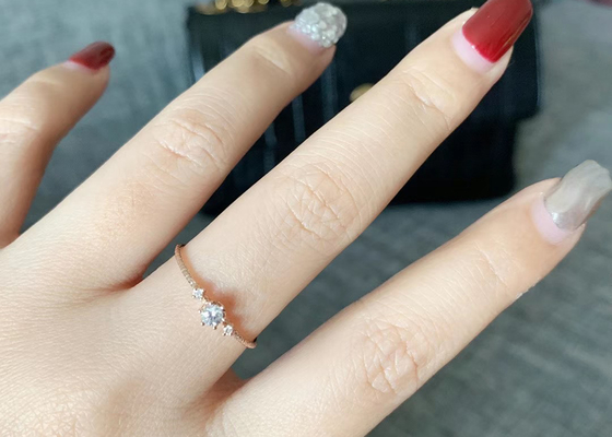 클로 조정 14k 금 다이아몬드 반지, 선물을 위한 0.1 Ct 다이아몬드 반지
