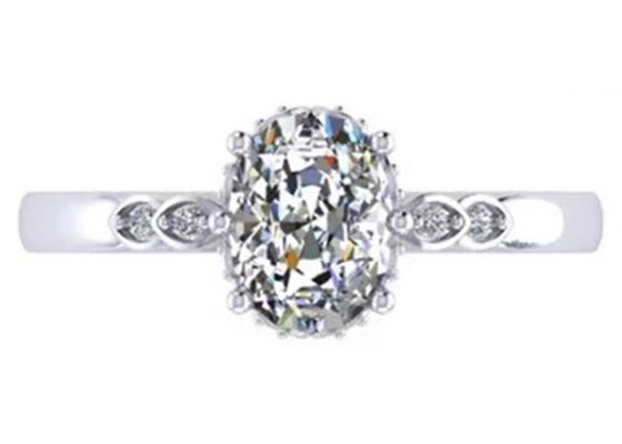 타원형 컷 18k 화이트 골드 약혼 반지 8.0×6.0mm 치수 ODM