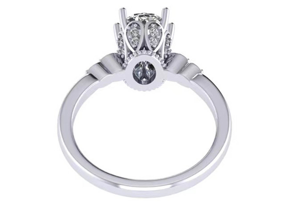 타원형 컷 18k 화이트 골드 약혼 반지 8.0×6.0mm 치수 ODM