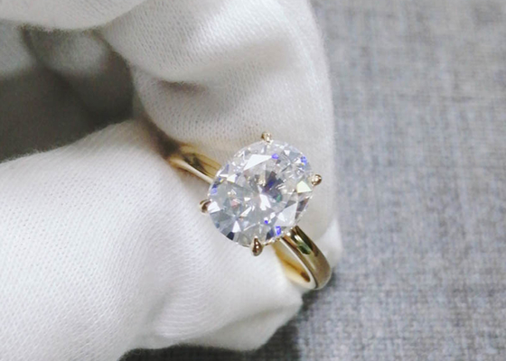 1.5ct 오벌컷 랩그로운 모이사나이트 링 14K 골드 소재 0.7×0.9cm 사이즈