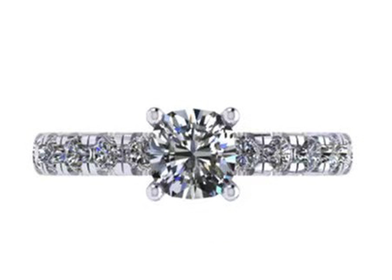 6x6mm 14k 순금 보석, 24pcs 1.44ct 자연적인 다이아몬드 약혼 반지