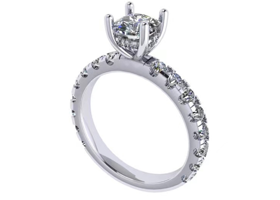 6x6mm 14k 순금 보석, 24pcs 1.44ct 자연적인 다이아몬드 약혼 반지