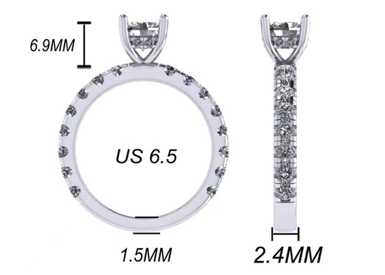 6x6mm 14k 순금 보석, 24pcs 1.44ct 자연적인 다이아몬드 약혼 반지