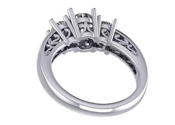 0.8ct 14k 순금 보석, 갈래 조정 RD5.85mm 다이아몬드 3개의 돌 반지