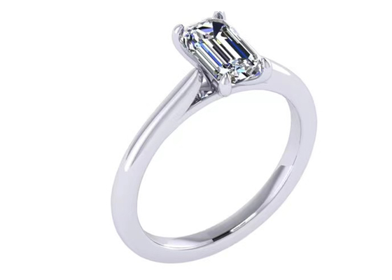 1.05 Ct 14K 순금 보석, 에메랄드 컷 다이아몬드 약혼 반지 EM7.86×2.89MM