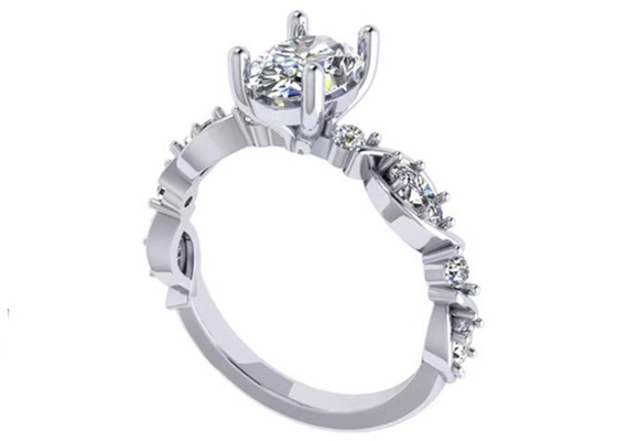 6.4mm 18k 화이트 골드 다이아몬드 약혼 반지, 타원형 모양 다이아몬드 반지 OEM ODM
