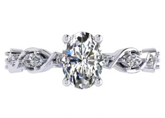 6.4mm 18k 화이트 골드 다이아몬드 약혼 반지, 타원형 모양 다이아몬드 반지 OEM ODM