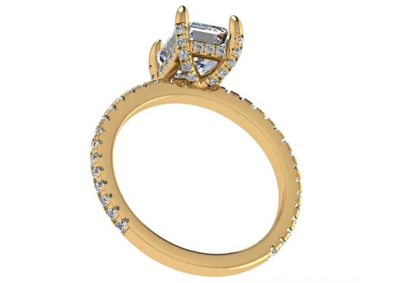 에메랄드 컷 18K 로즈 골드 링 Wiith 7.58×5.83mm 치수 천연 다이아몬드 OEM