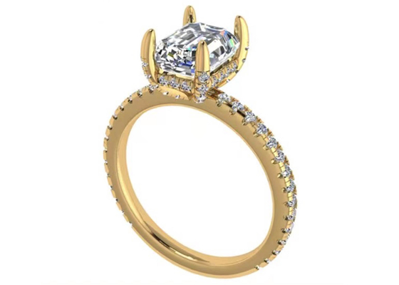 에메랄드 컷 18K 로즈 골드 링 Wiith 7.58×5.83mm 치수 천연 다이아몬드 OEM