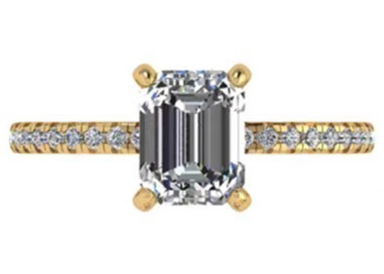 에메랄드 컷 18K 로즈 골드 링 Wiith 7.58×5.83mm 치수 천연 다이아몬드 OEM