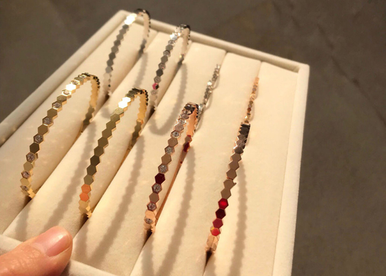 약혼 OEM를 위한 육각형 18k 순금 팔찌 팔찌 4mm 폭