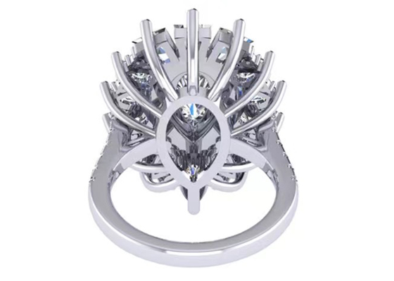 1.5 ct 49 PC 고전적 원광 다이아몬드 약혼 반지 화이트 골드 유색인 도금된 ODM