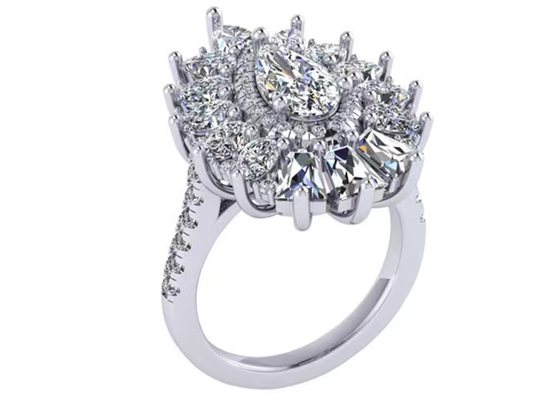 1.5 ct 49 PC 고전적 원광 다이아몬드 약혼 반지 화이트 골드 유색인 도금된 ODM