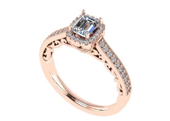 0.8ct 14K 순금 주얼리, 로즈골드 약혼반지 RA5.6×4.5MM 세트