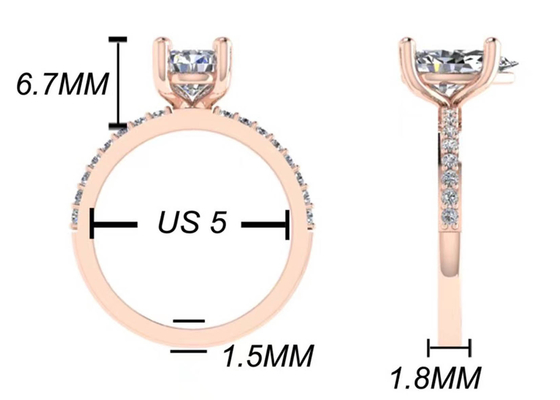 약혼을 위한 배 컷 18k 로즈 골드 결혼 반지 10.67x7.23x4.1mm