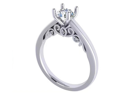 클로 조정 18k 화이트 골드 결혼 반지, GIA 5.35mm 둥근 화려한 커트 다이아몬드 반지