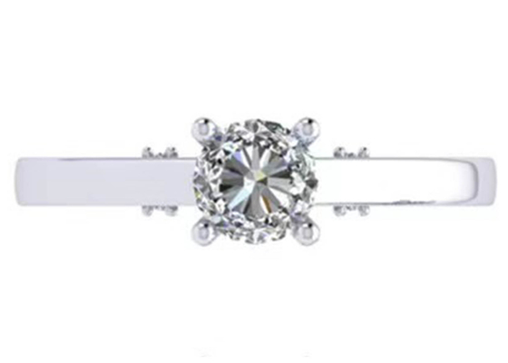 클로 조정 18k 화이트 골드 결혼 반지, GIA 5.35mm 둥근 화려한 커트 다이아몬드 반지
