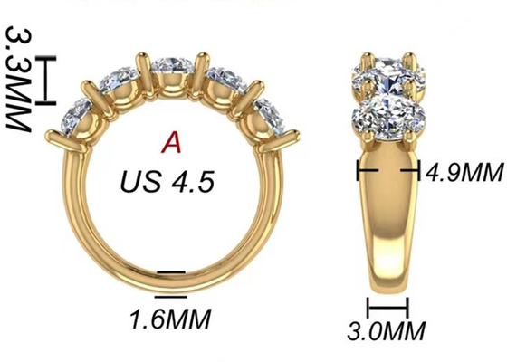 기념일을 위한 타원형 다이아몬드 18K 로즈 골드 반지 6.43x 4.7x 3.03mm 크기