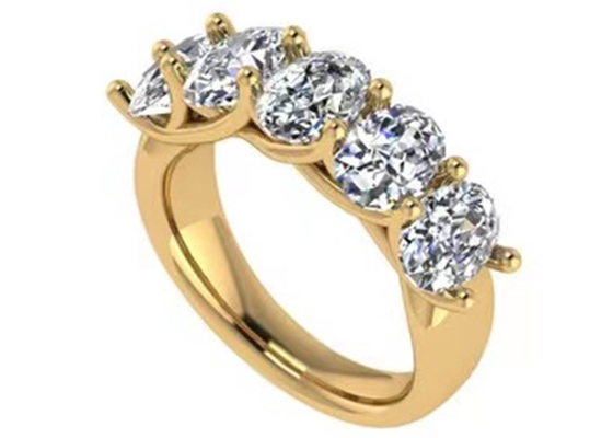 기념일을 위한 타원형 다이아몬드 18K 로즈 골드 반지 6.43x 4.7x 3.03mm 크기
