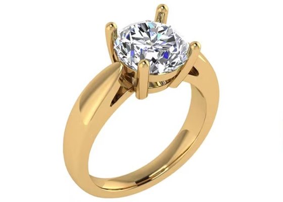 손 조정 14K 순금 보석, 둥근 커트 2.7ct 자연적인 솔리테어 다이아몬드 반지