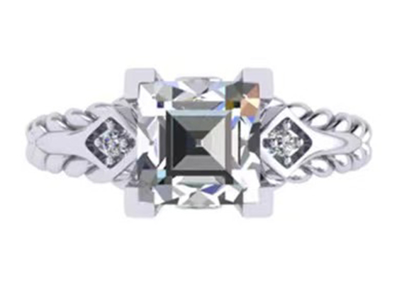 Moissanite 다이아몬드 보석 약속 반지 14K 골드 프린세스 컷