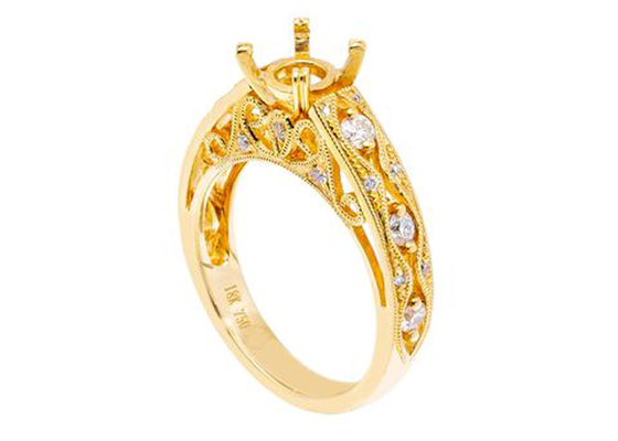 6pcs 0.07ct 다이아몬드 세미 마운트 쥬얼리 링 18K 옐로우 골드 소재