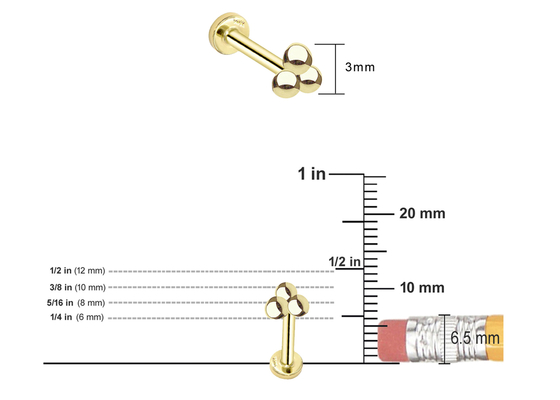 16G 안티 Tragus 골드 바디 피어싱 보석 귀걸이 Dia 1.3MM 14pcs 0.126ct