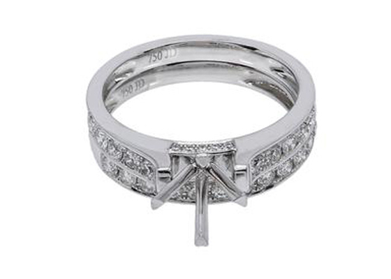 두 배 원형 약혼 반지, 0.72ct 18K 화이트 골드 반지 OEM ODM
