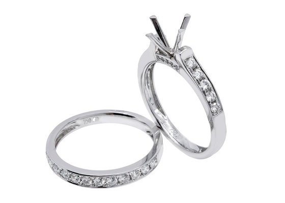 두 배 원형 약혼 반지, 0.72ct 18K 화이트 골드 반지 OEM ODM