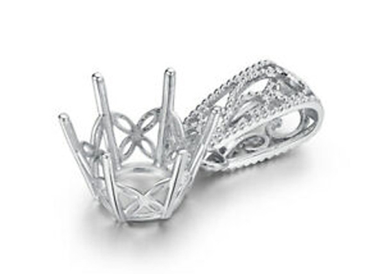 2.3g 반 산 펜던트 설정, 18k 화이트 골드 다이아몬드 펜던트 4pcs 0.1ct