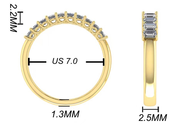 기념일을 위한 10pcs 다이아몬드 18k 로즈 골드 반지 3.0×2.0mm EM 컷