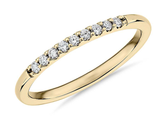 0.44ct 스택형 다이아몬드 링 옐로우 골드 1.8mm 피쉬테일 세팅 타입