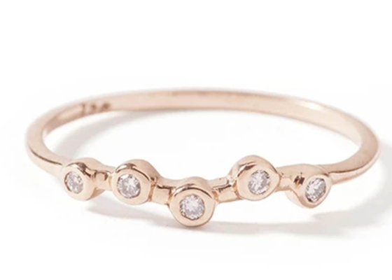 결혼식을 위한 작은 0.10ct 14K 옐로우 골드 보석 다이아몬드 반지 1.5mm-2.5mm 밴드 크기
