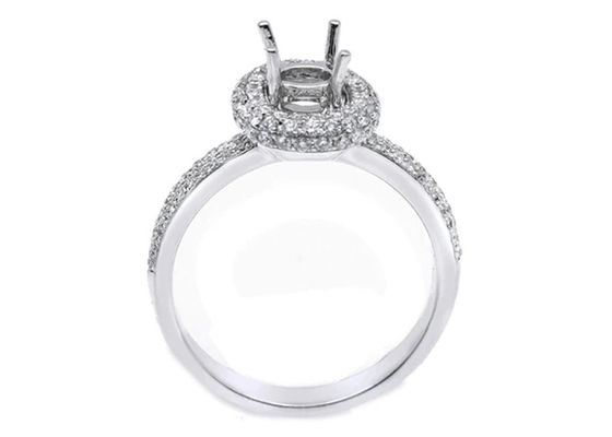 1-1.1mm 0.45ct 자연적인 다이아몬드를 가진 18k 화이트 골드 반 산 보석 반지