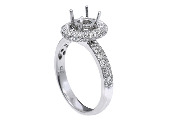 1-1.1mm 0.45ct 자연적인 다이아몬드를 가진 18k 화이트 골드 반 산 보석 반지