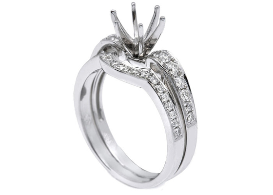 OEM 반 산 반지 조정, 0.18ct 1.5mm 자연적인 다이아몬드 반지