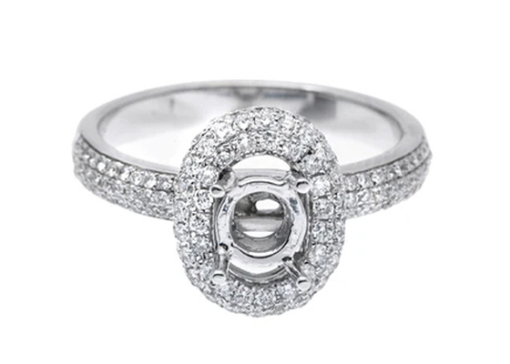 1-1.1mm 0.45ct 자연적인 다이아몬드를 가진 18k 화이트 골드 반 산 보석 반지